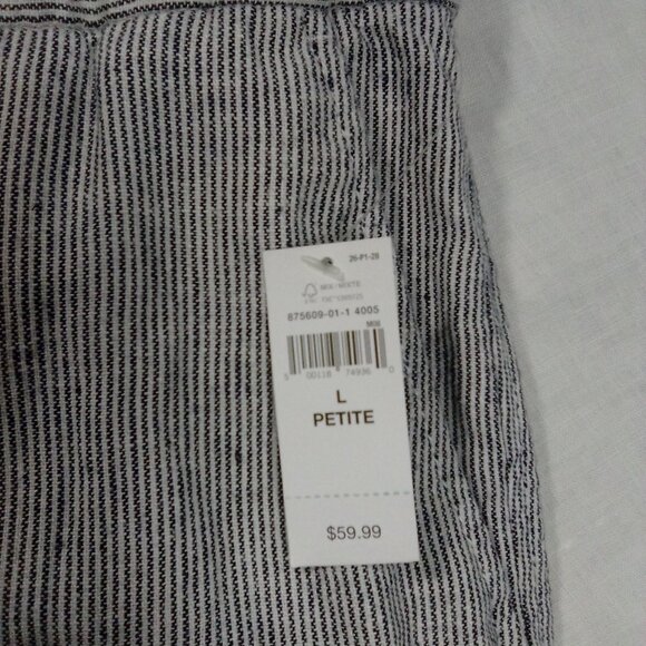 Gap Free Pants Mid-Waist Slant Pockets Women's Navy, White Stripe Size Large - Picture 4 of 9